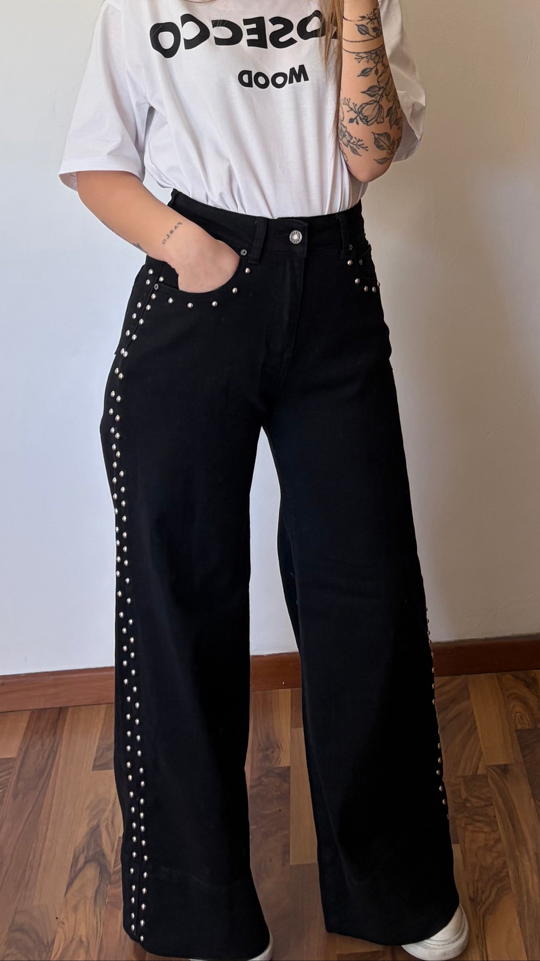Jeans Anima Nera con Borchie