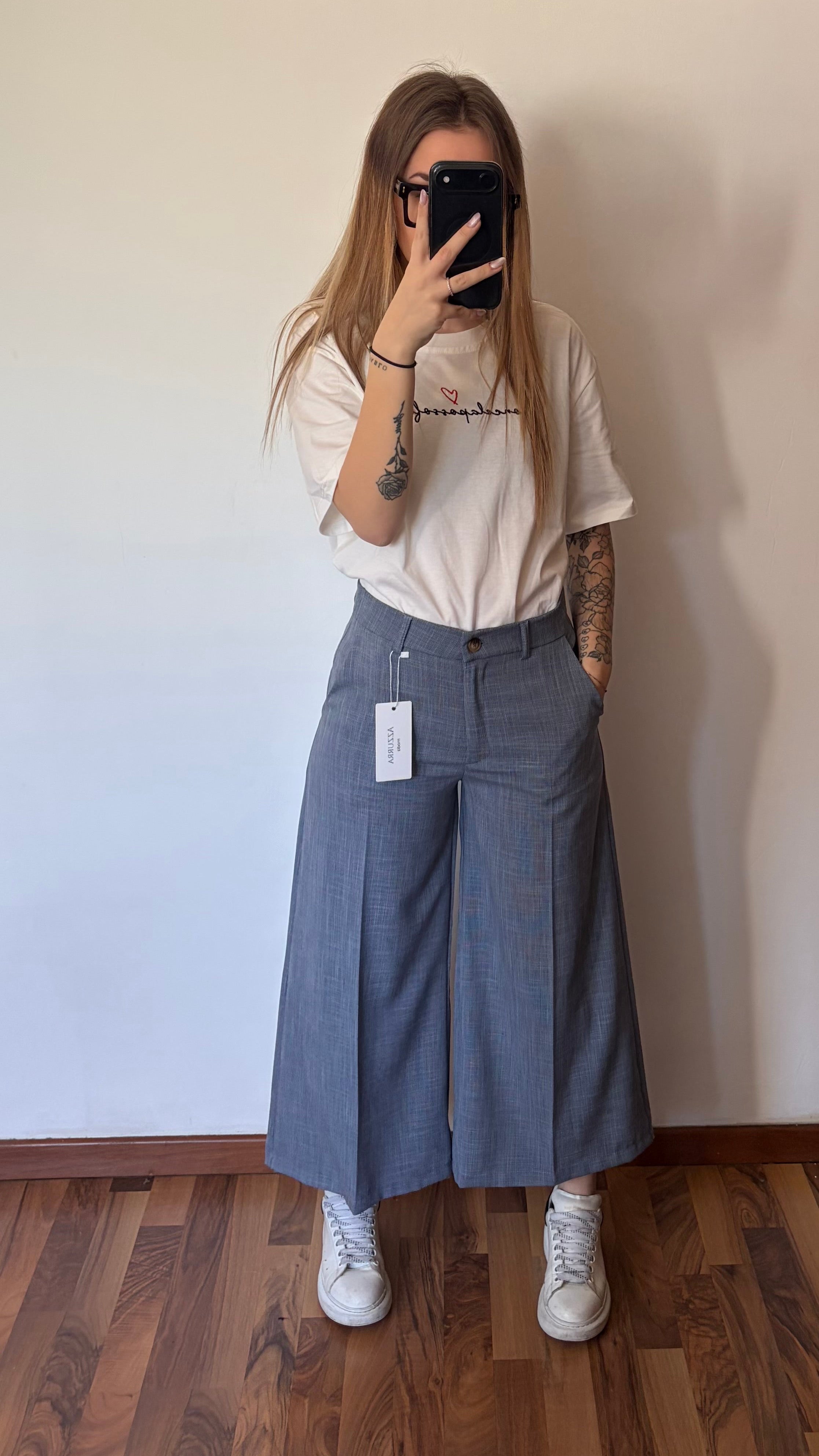 Pantalone Palazzo a Caviglia - Essential Fit Grigio